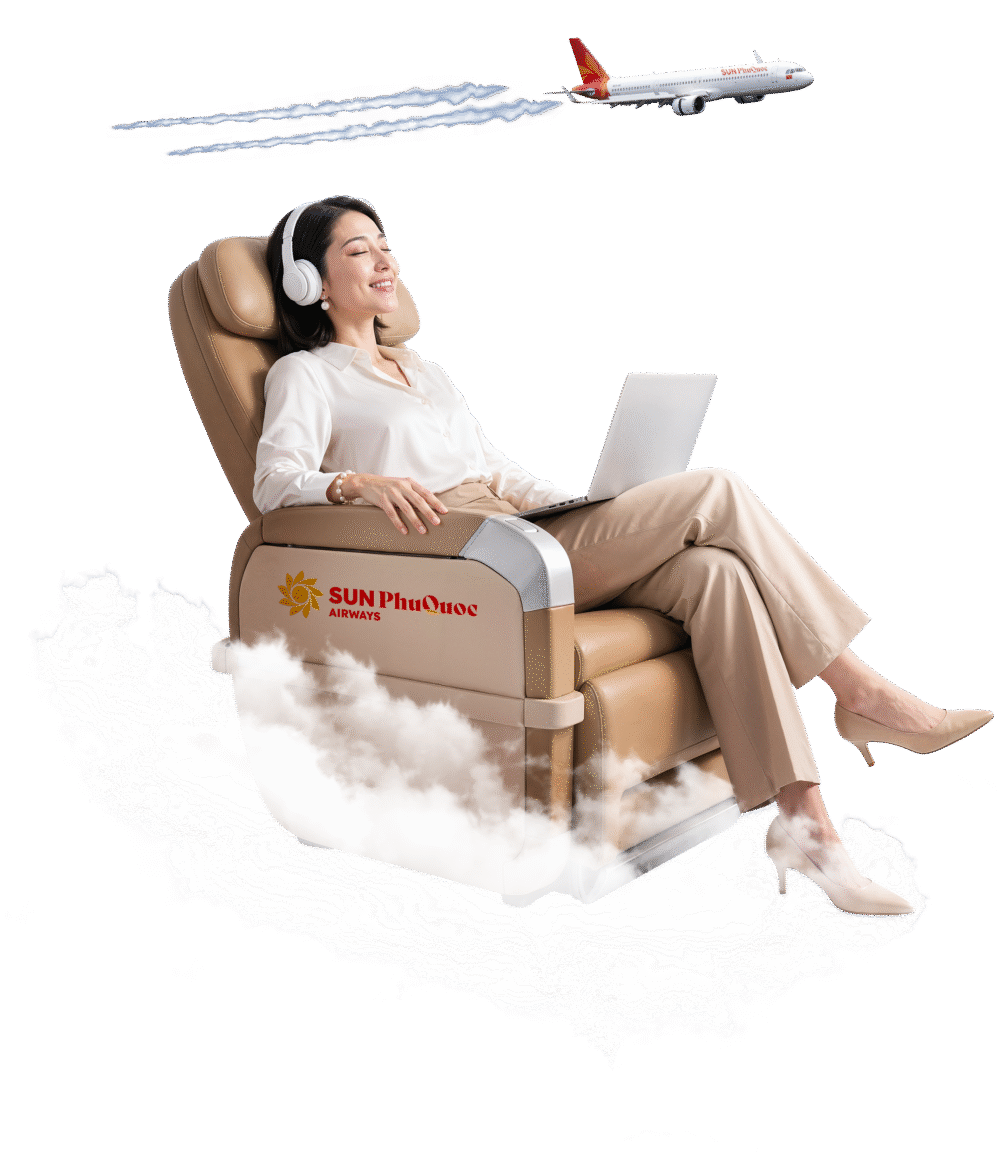 Khách hàng thư giãn trên ghế Sun PhuQuoc Airways